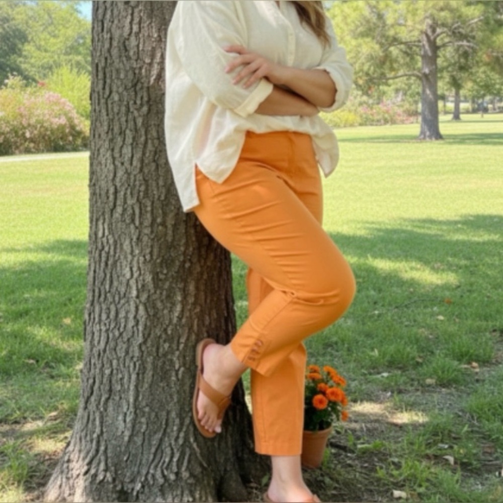 Monroe & Main Orange Capris - Picture 2 of 11